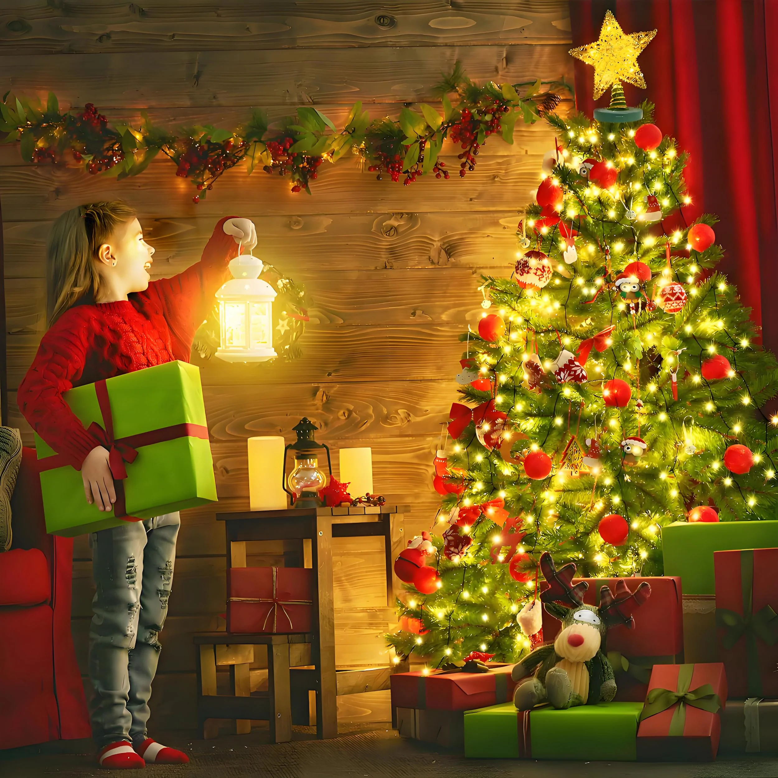 Weihnachtsbaum-Lichterkette Wasserfall, 9 Stränge, warmweiß, 2 m