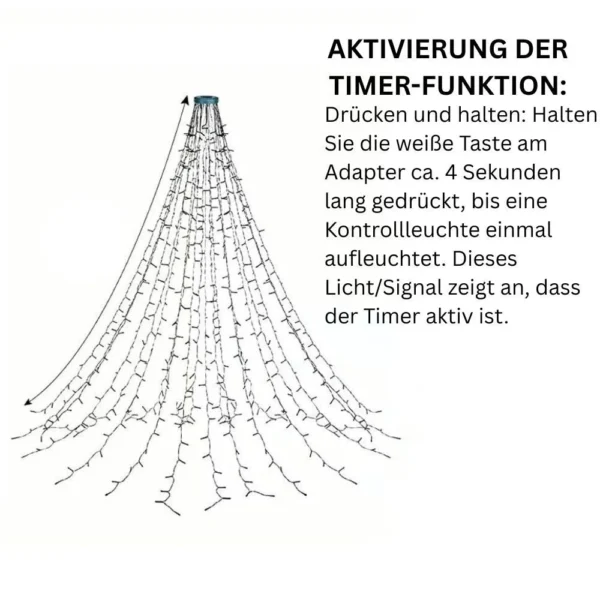 Weihnachtsbaum-Lichterkette Wasserfall, 9 Stränge, warmweiß, 2 m