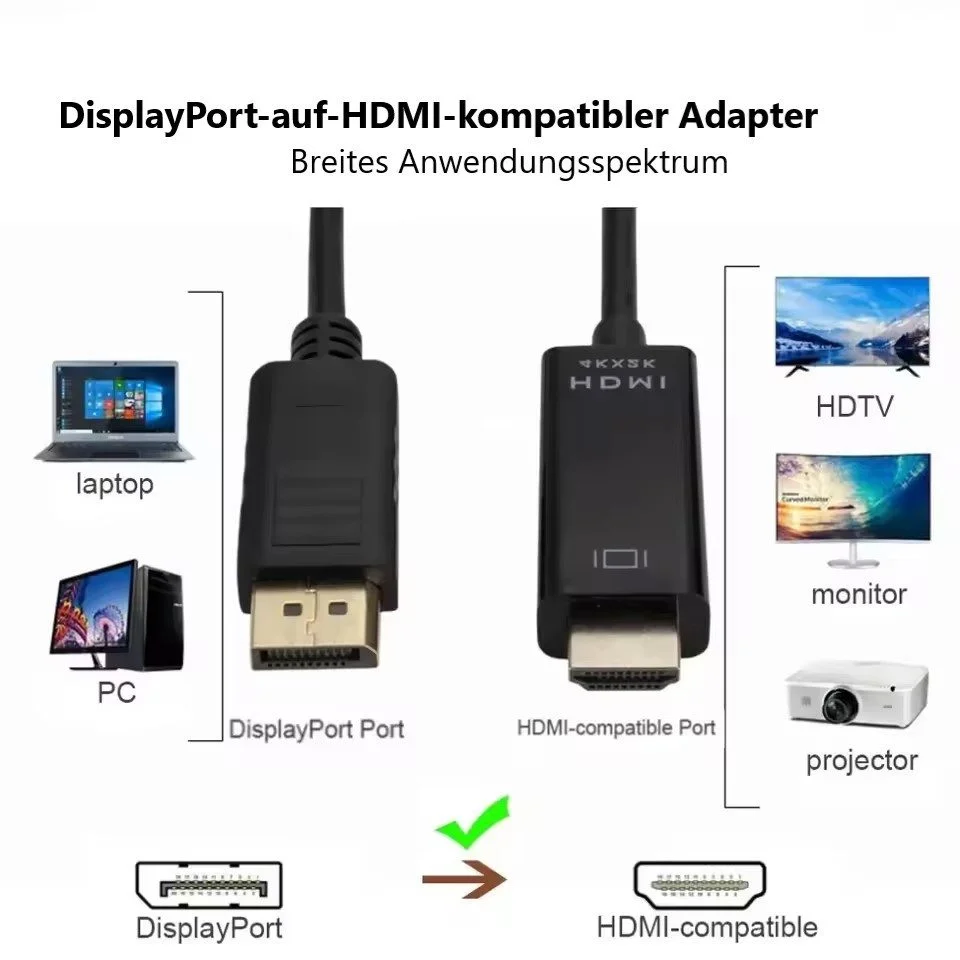 DisplayPort-auf-HDMI-Adapter 4K, 1,8 m Kabel