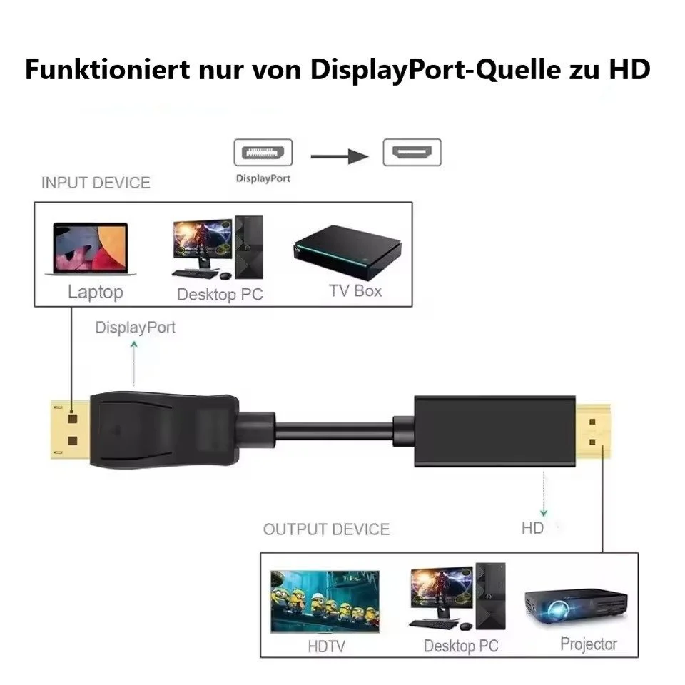 DisplayPort-auf-HDMI-Adapter 4K, 1,8 m Kabel