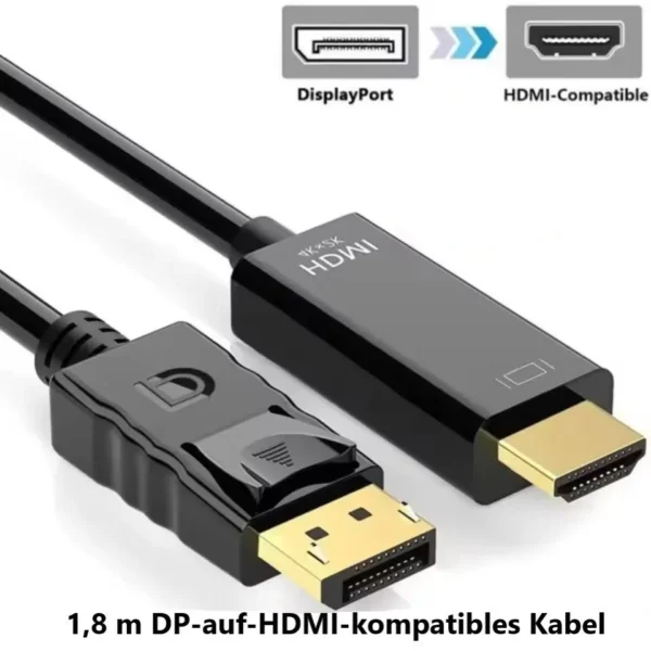 DisplayPort-auf-HDMI-Adapter 4K, 1,8 m Kabel