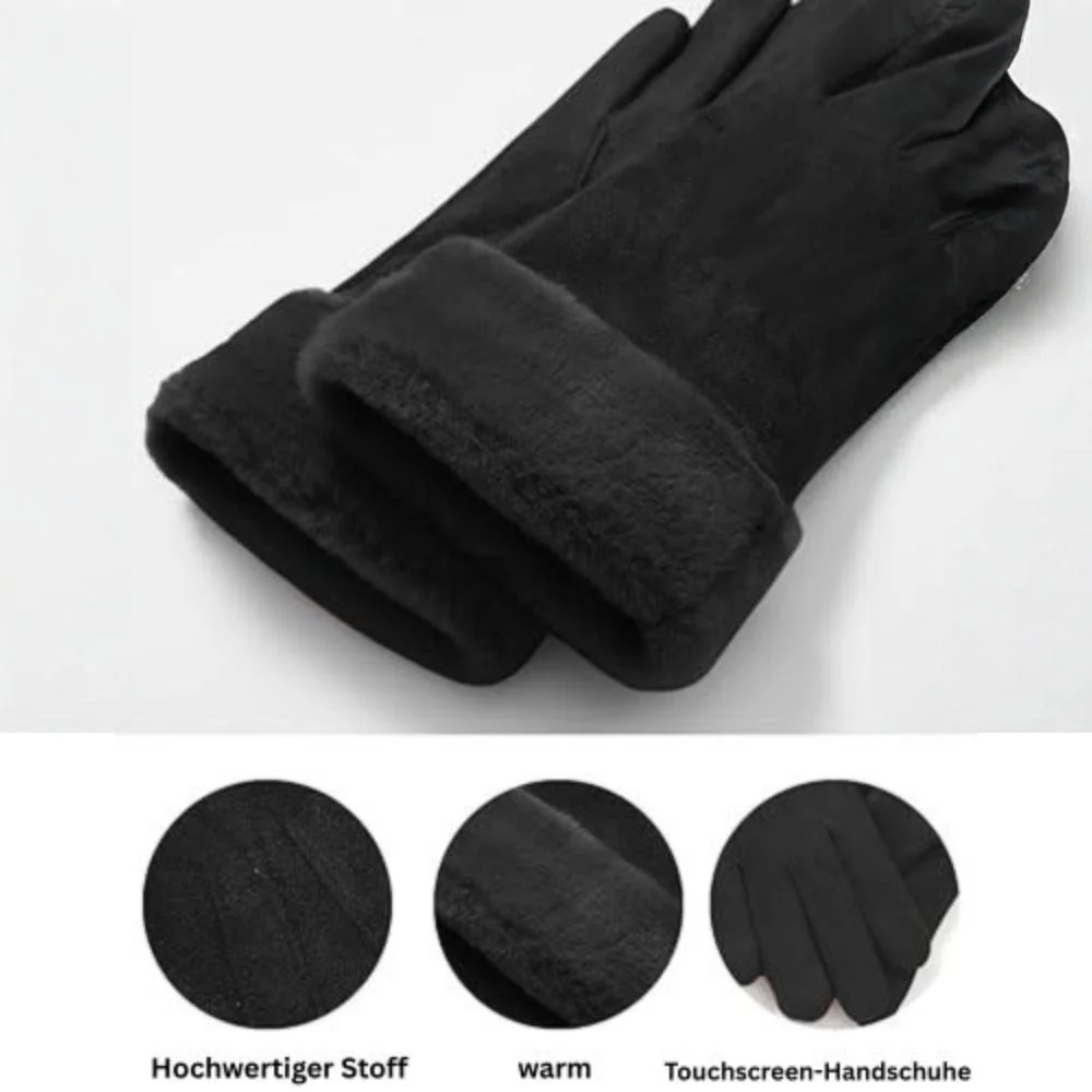 Damen-Touchscreen-Handschuhe Schwarz