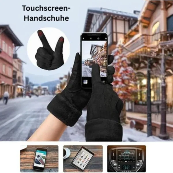 Damen-Touchscreen-Handschuhe Schwarz