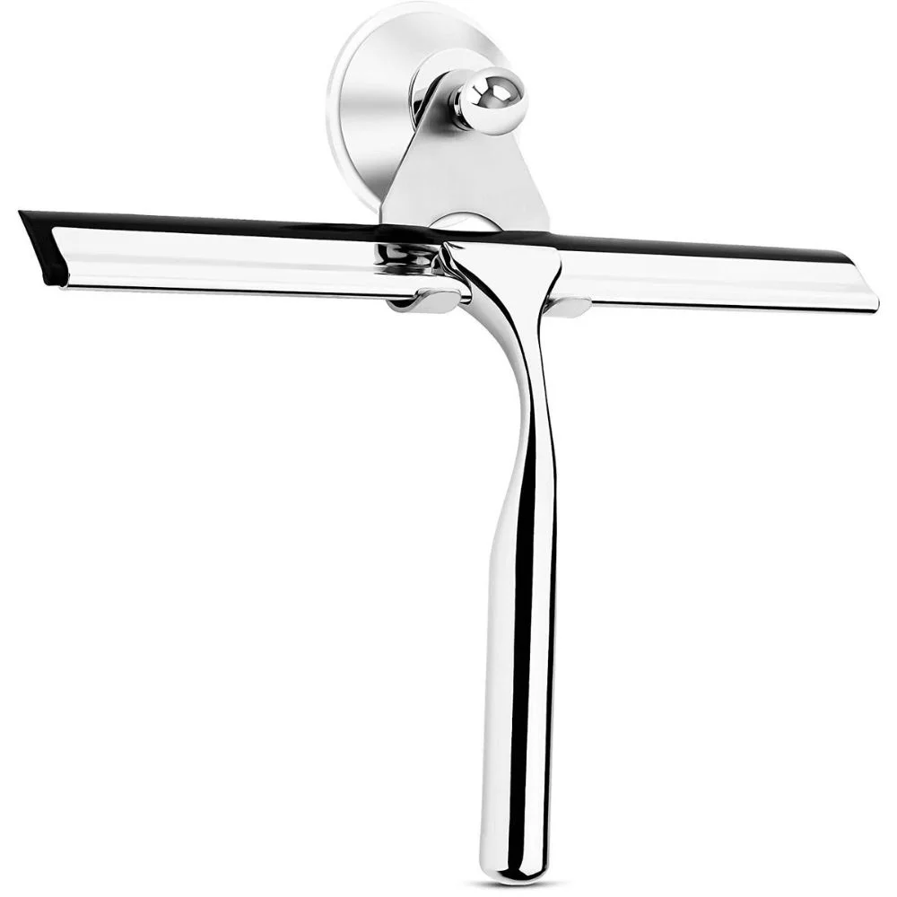 Stainless Steel Shower Squeegee with Wall Holder, No Drilling