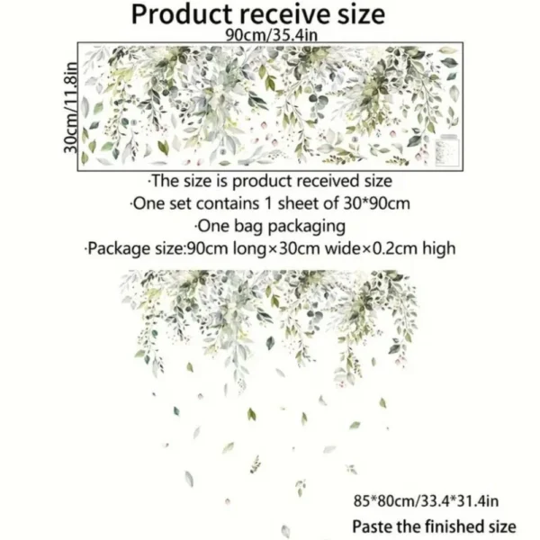 Wall sticker/wall decal leaves & tendrils 90×30 cm – nature design for the home
