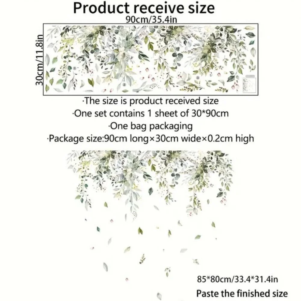 Wall sticker/wall decal leaves & tendrils 90×30 cm – nature design for the home