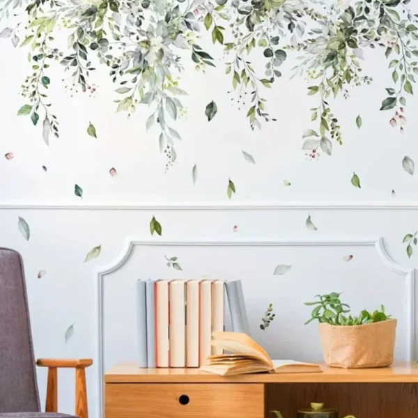 Wall sticker/wall decal leaves & tendrils 90×30 cm – nature design for the home