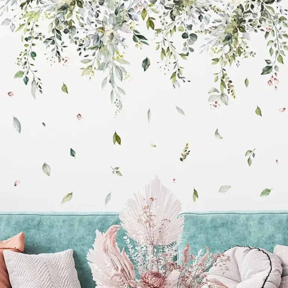 Wall sticker/wall decal leaves & tendrils 90×30 cm – nature design for the home