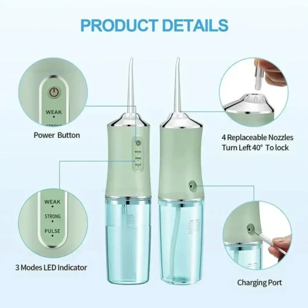 Electric Water Flosser, 220 ml, Green