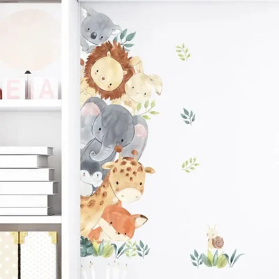 Wandsticker Elefant, Giraffe & Hase – Hochformat