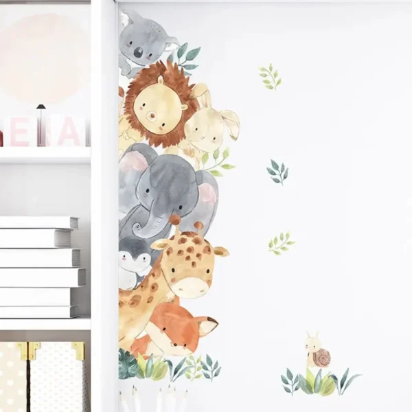 Wandsticker Elefant, Giraffe & Hase – Hochformat