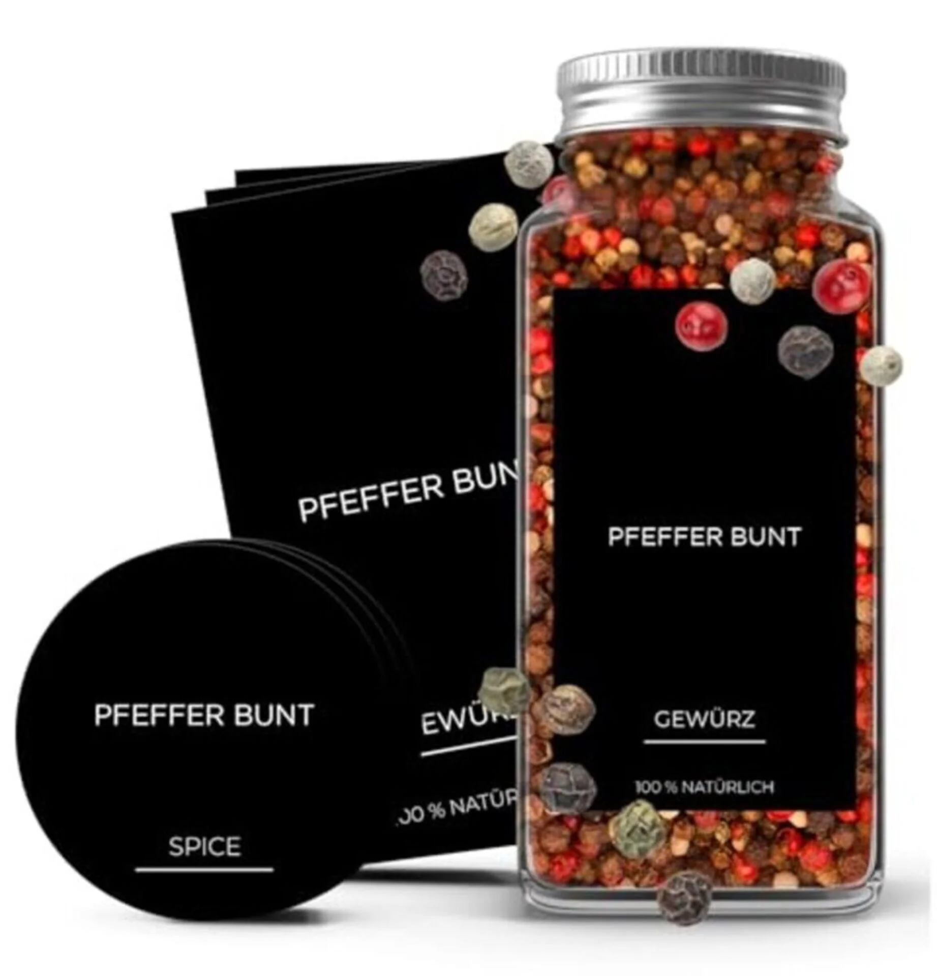 Self-Adhesive Spice Labels, Waterproof, Black