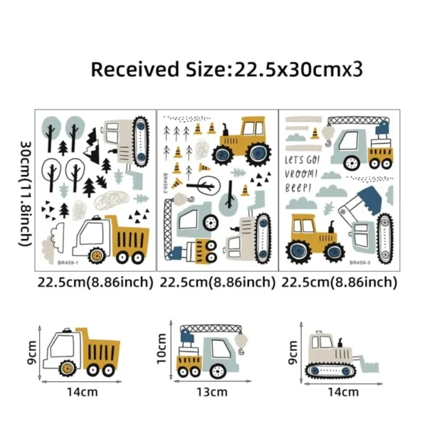 Construction Vehicles & Tree Wall Stickers