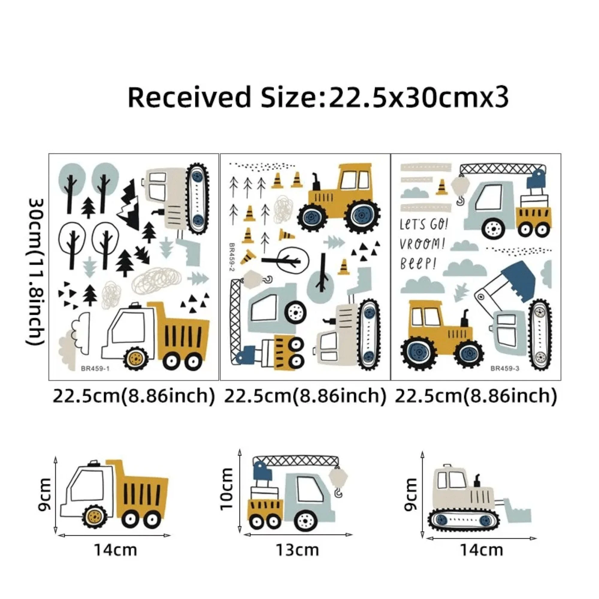 Construction Vehicles & Tree Wall Stickers