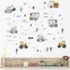 Construction Vehicles & Tree Wall Stickers