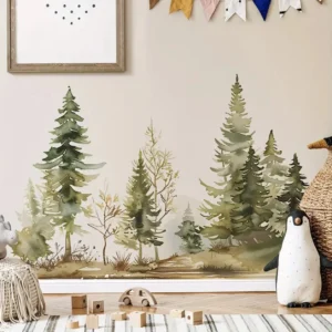 Wandtattoo Aquarell-Wald mit Kiefern, 39x118