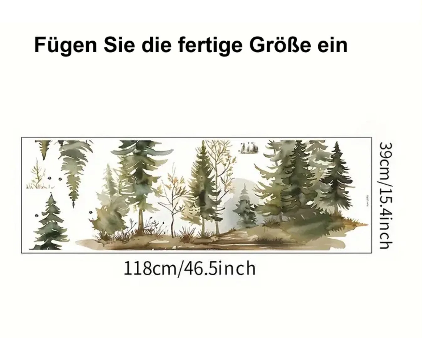 Watercolour Pine Forest Wall Sticker, 39 × 118 cm