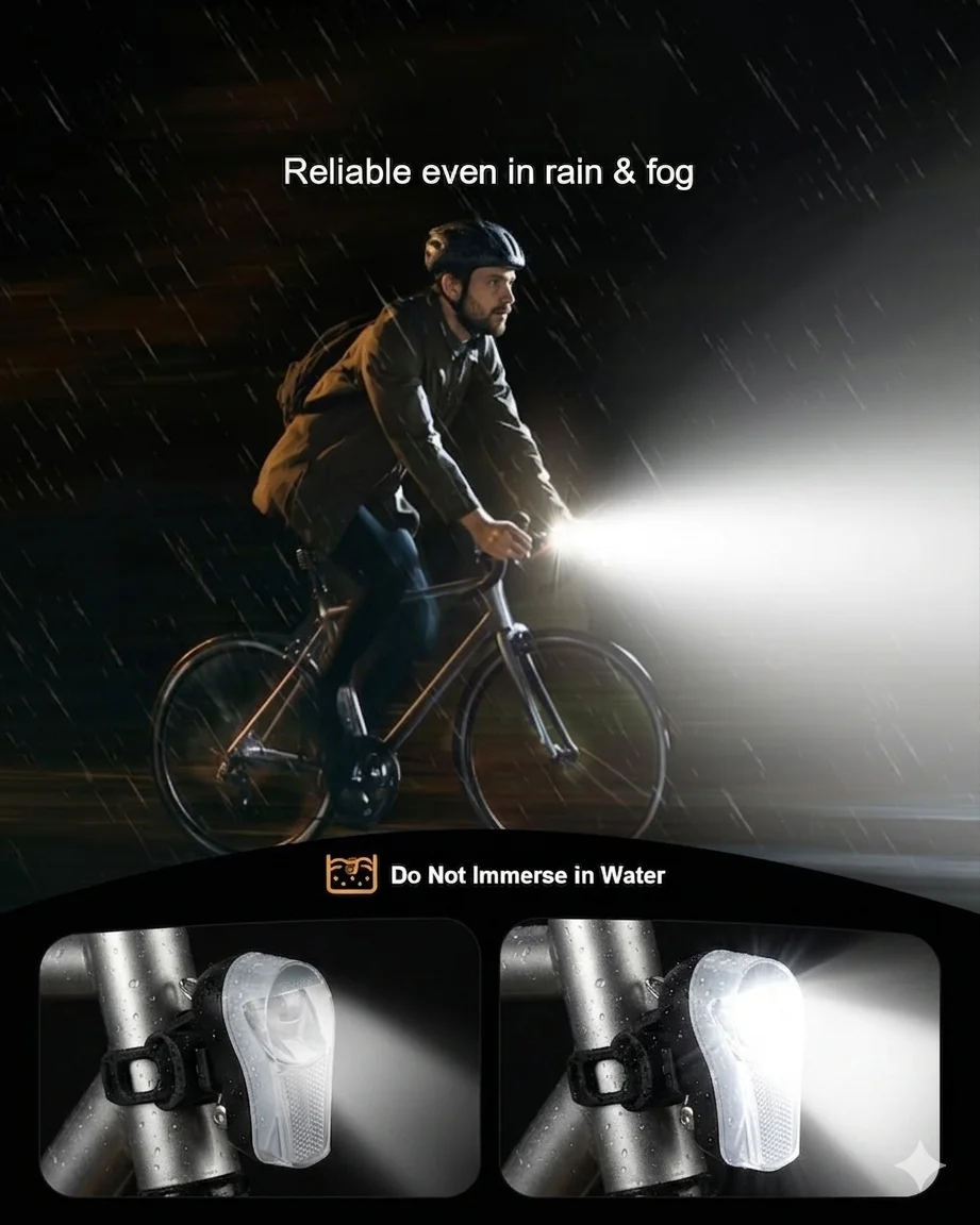 Bicycle Front Light, 30 Lux LED Bicycle Lamp, Battery Operated Bicycle Light