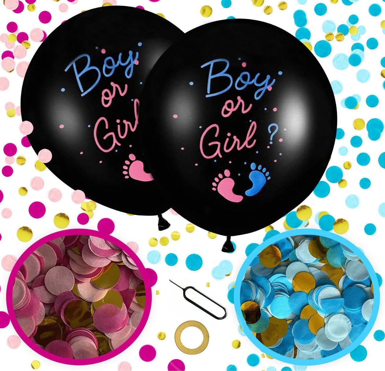 Aufblasbares Partyzubehör 2 Stück XXL Gender Reveal Deko