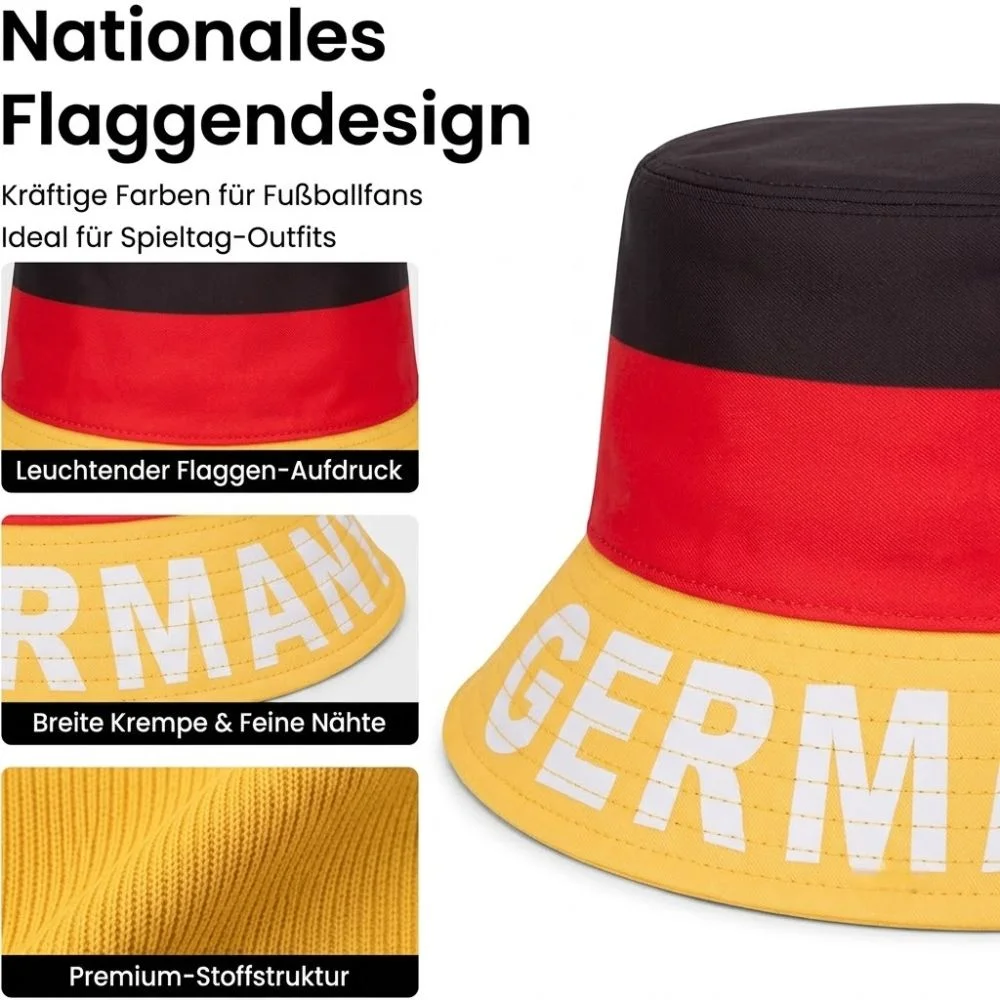 Germany Bucket Sun Hat, Fan Hat in Flag Colors for European Championship World Cup football