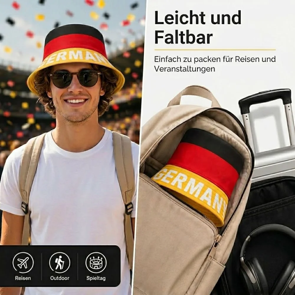 Germany Bucket Sun Hat, Fan Hat in Flag Colors for European Championship World Cup football