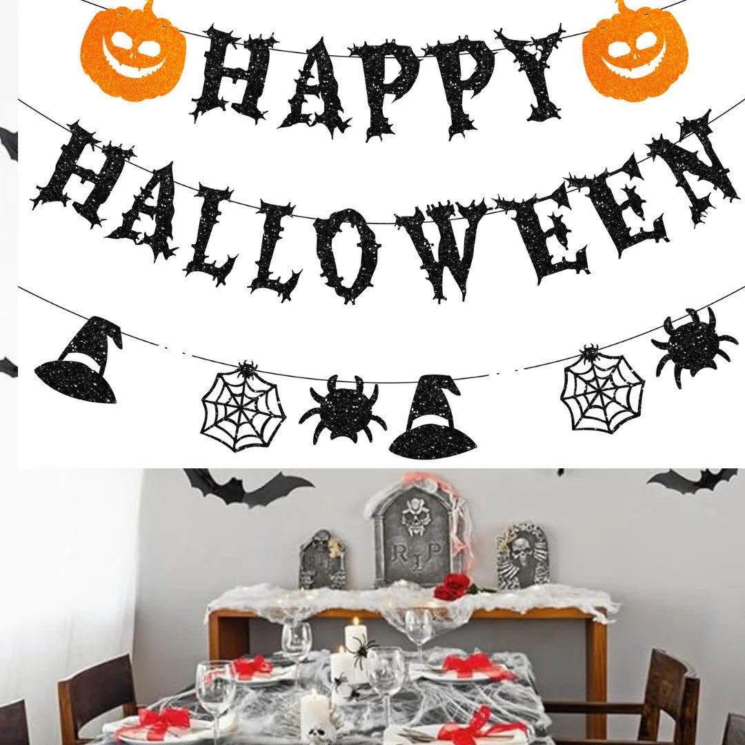 Decorative Hanging Decoration Halloween Garland Set with Pumpkin, Ghost, and Banner