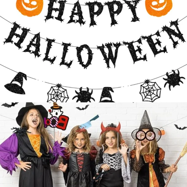 Decorative Hanging Decoration Halloween Garland Set with Pumpkin, Ghost, and Banner