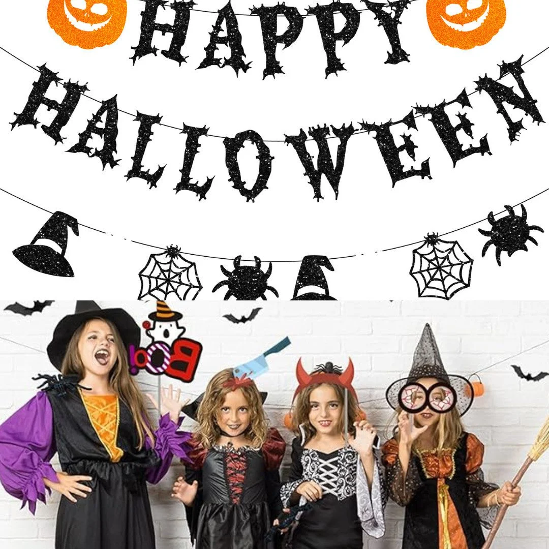 Decorative Hanging Decoration Halloween Garland Set with Pumpkin, Ghost, and Banner