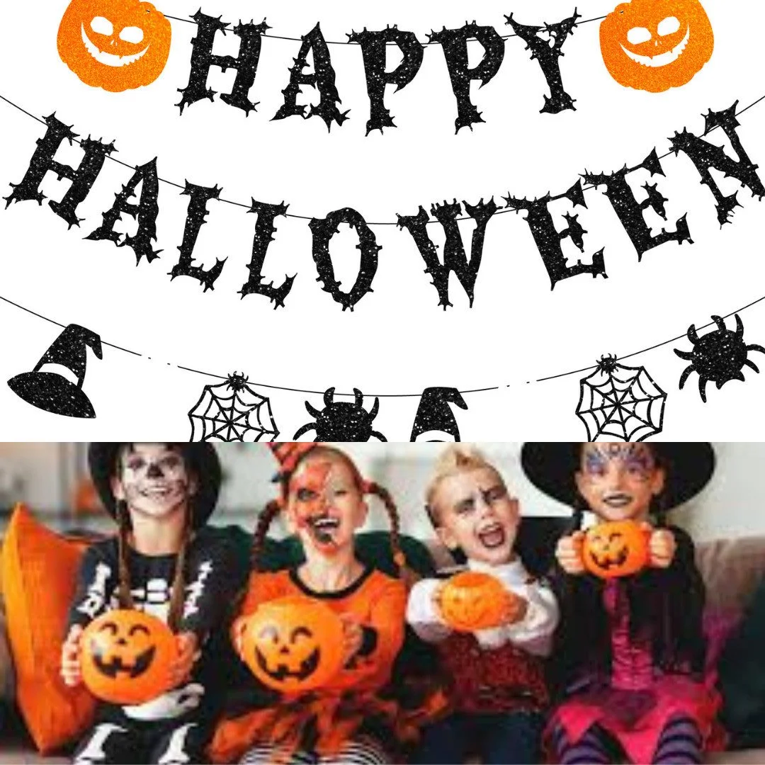 Decorative Hanging Decoration Halloween Garland Set with Pumpkin, Ghost, and Banner