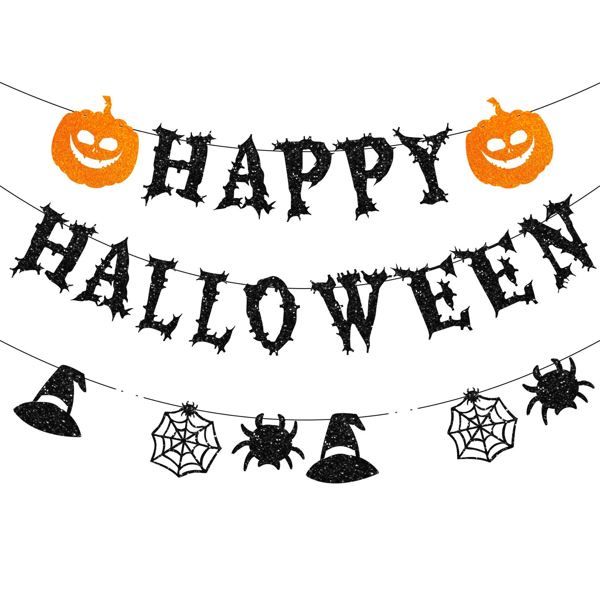 Decorative Hanging Decoration Halloween Garland Set with Pumpkin, Ghost, and Banner