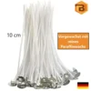 Kerzendochte mit Metallfuß, 100 Stück, 10 cm