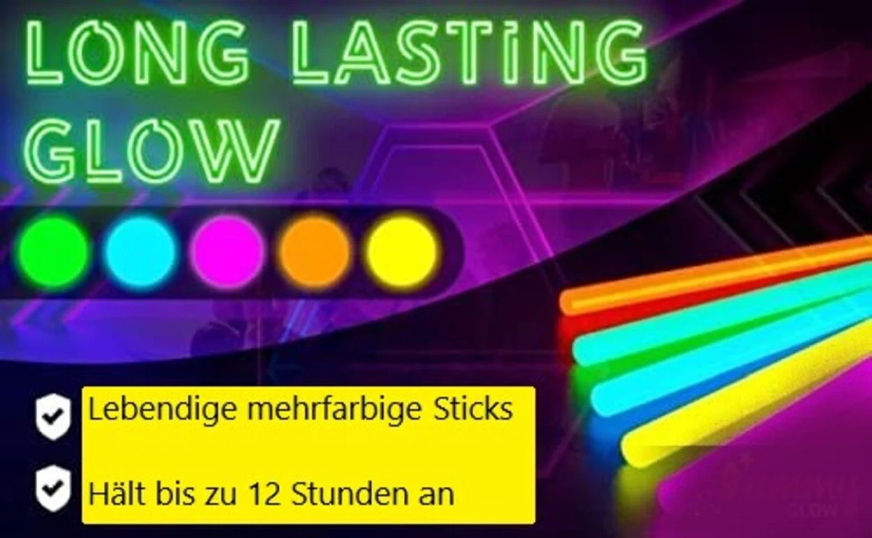 Glow Sticks, 100 Pieces, with Connectors
