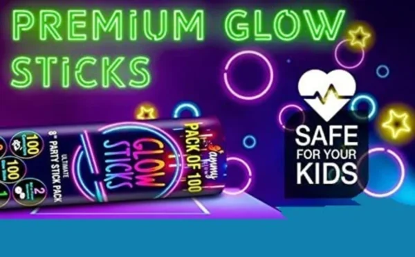 Glow Sticks, 100 Pieces, with Connectors