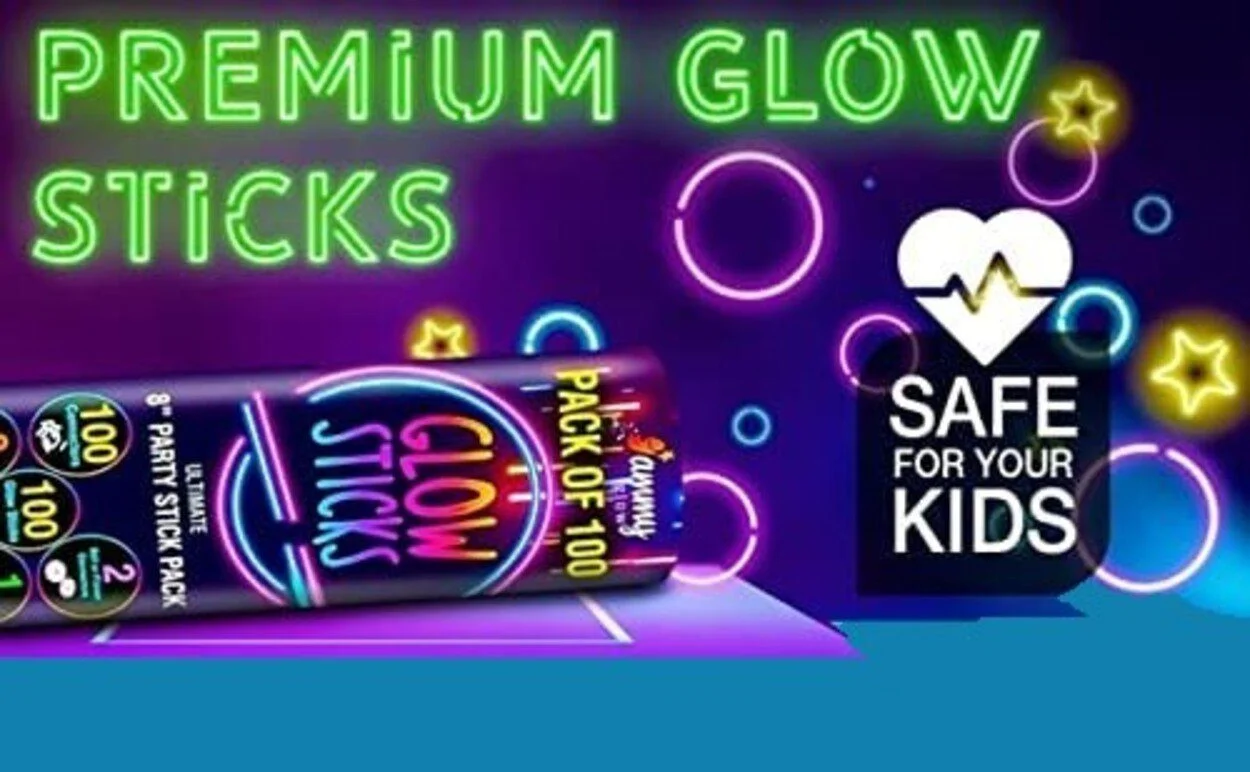 Glow Sticks, 100 Pieces, with Connectors