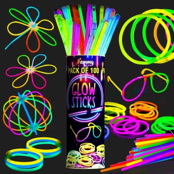 Glow Sticks, 100 Pieces, with Connectors