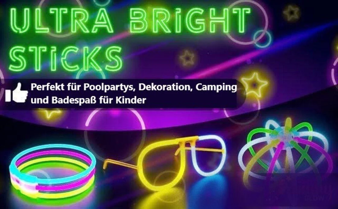 Knicklichter, 50 Stück, mit 100 Verbindern