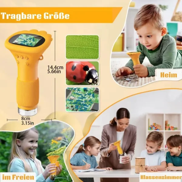 Kids' Digital Microscope up to 1000× with Camera, Yellow