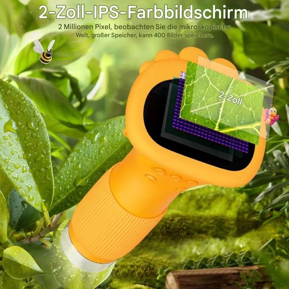 Kids' Digital Microscope up to 1000× with Camera, Yellow