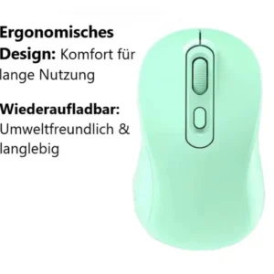 Lexa Bluetooth Mouse, Green, Ergonomic, Rechargeable