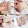 Damen-Touchscreen-Handschuhe mit Plüschfutter, Beige, Gr. M, 1 Paar