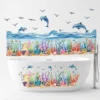 Wall stickers with dolphins and coral reefs, bathtub stickers