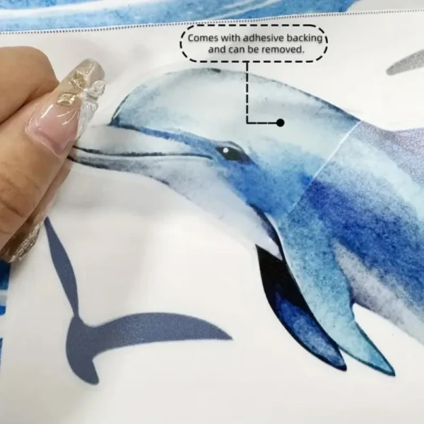 Wall stickers with dolphins and coral reefs, bathtub stickers