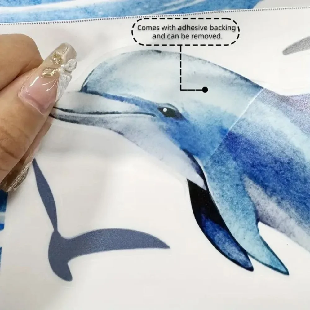Wall stickers with dolphins and coral reefs, bathtub stickers