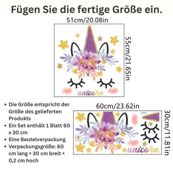Wandsticker Einhorn mit großen Augen
