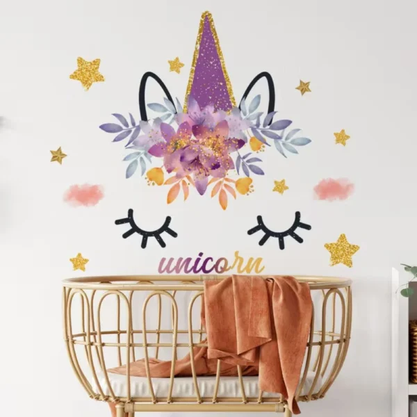 Wandsticker Einhorn mit großen Augen