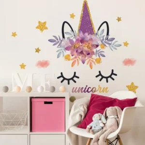 Wandsticker Einhorn mit großen Augen