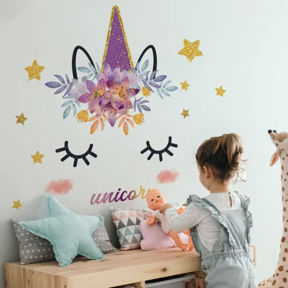 Wandsticker Einhorn mit großen Augen