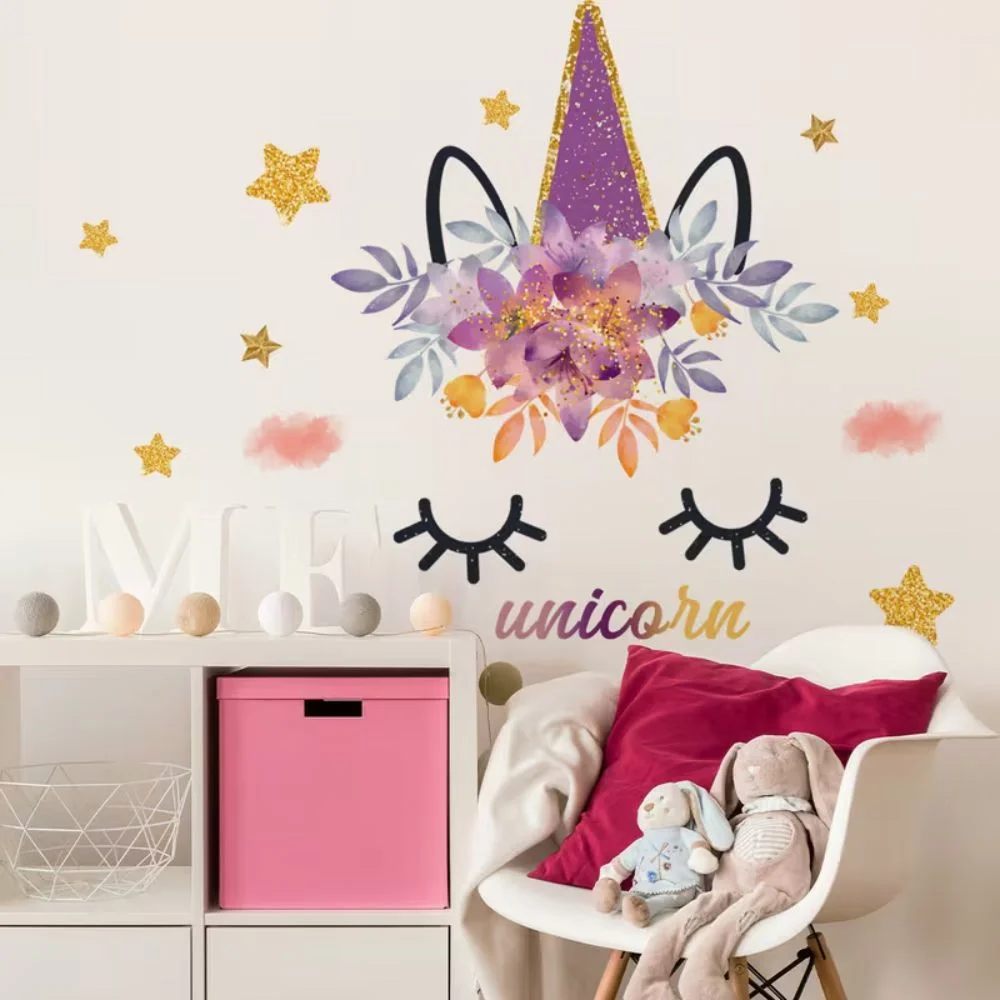 Wandsticker Einhorn mit großen Augen
