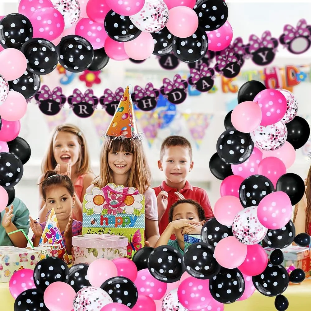 Mickey Mouse Motto-Geburtstagsdeko, Schwarz-Pink