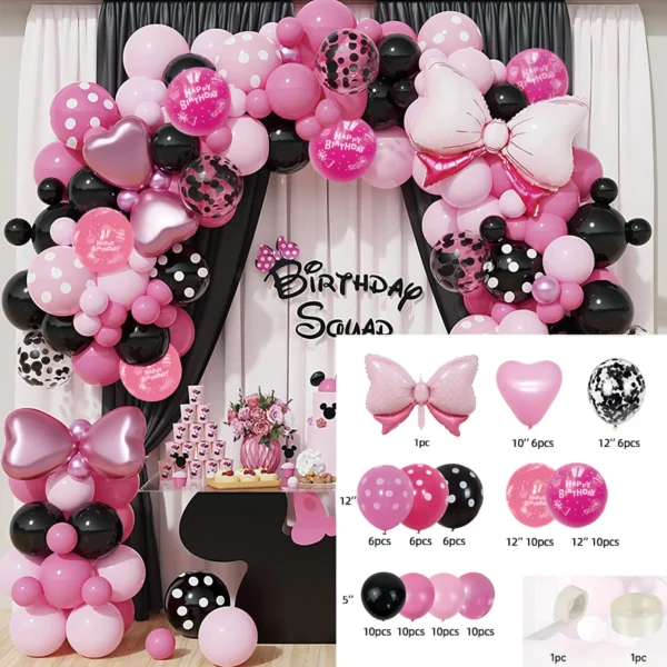 Mickey Mouse Motto-Geburtstagsdeko, Schwarz-Pink